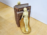 Pair of Art Deco Style Bookends in the Form of Two Nudes Standing on Shells (24cm high, Cast Resin)