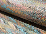 Marbled Paper: Burgundy, Teal & Yellow Chevron by Papier Prina (sheets with a cut)