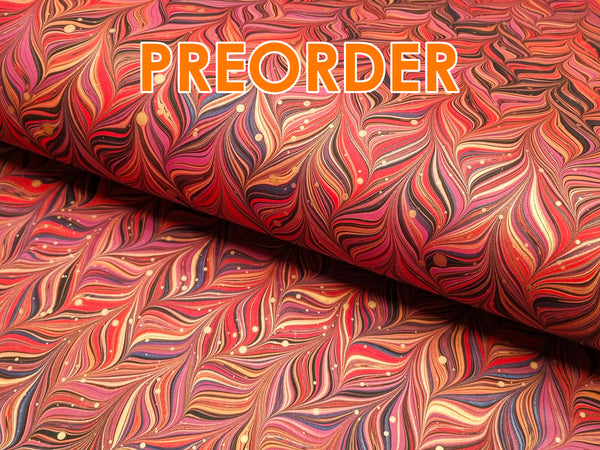 Marbled Paper: Red Waved Chevron by Papiers Prina