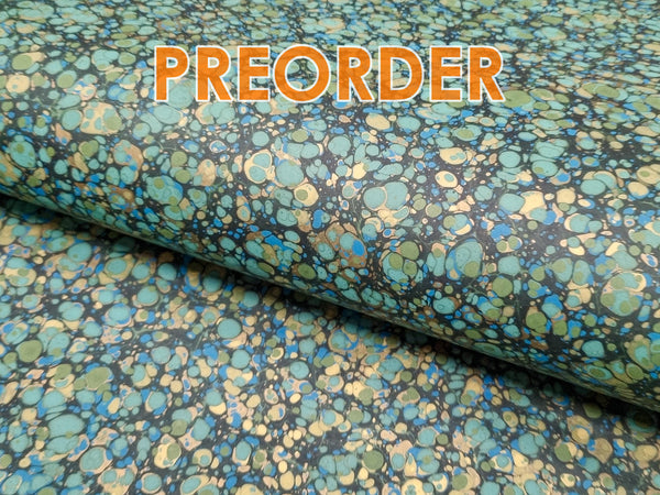 Marbled Paper: Green & Blue Shell by Papiers Prina