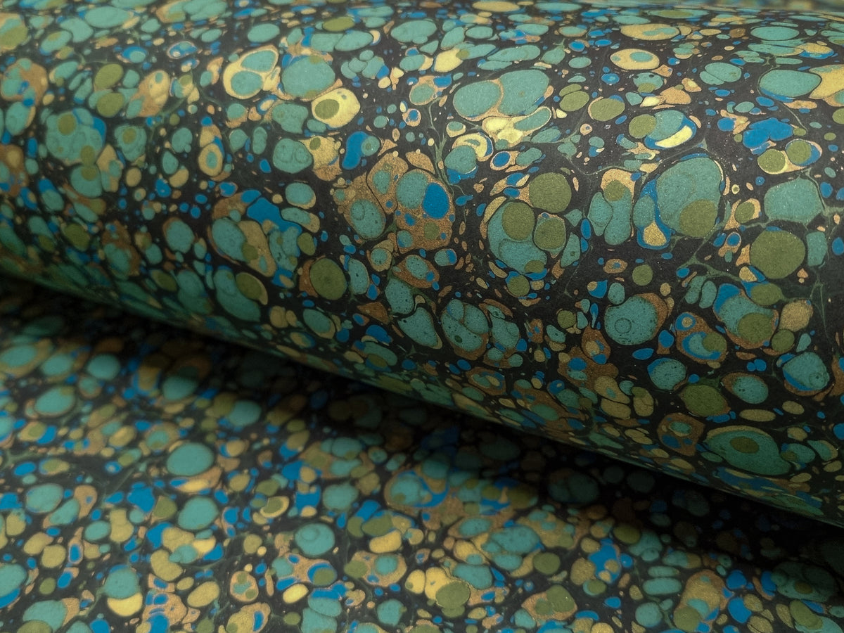 Marbled Paper: Green & Blue Shell by Papiers Prina – iBookBindingStore