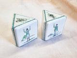 Pair of Antique Delft-Style Painted Bookends Themed with Hunting