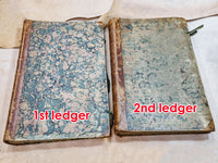 Pair of Antique 18th-Century Blank Ledgers (blank, ca. 550 pages each, laid paper, Whatman paper rubricator, half-leather binding)