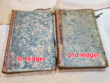 Pair of Antique 18th-Century Blank Ledgers (blank, ca. 550 pages each, laid paper, Whatman paper rubricator, half-leather binding)