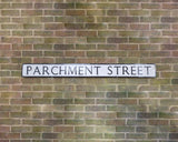 Vintage Parchment Street Road Sign from Chichester, UK
