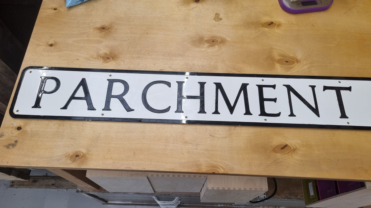 Parchment Rd Vintage Parchment Street Road Sign from Chichester, UK – iBookBindingStore